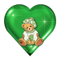 Gif animé coeur vert ourson